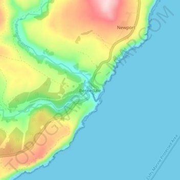Berriedale topographic map, elevation, terrain