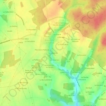 La Corderie topographic map, elevation, terrain