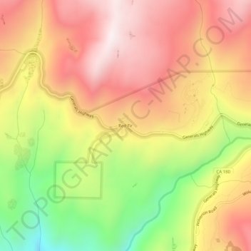 Red Fir topographic map, elevation, terrain