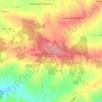 Castelhanas topographic map, elevation, terrain