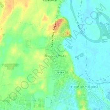Ejidos de Huan topographic map, elevation, terrain