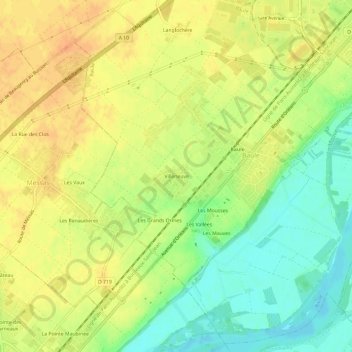 Villeneuve topographic map, elevation, terrain