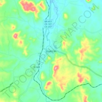 Ipueiras topographic map, elevation, terrain