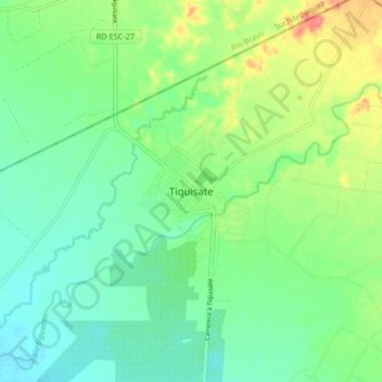 Tiquisate topographic map, elevation, terrain