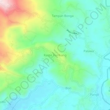 Rante Tombang topographic map, elevation, terrain