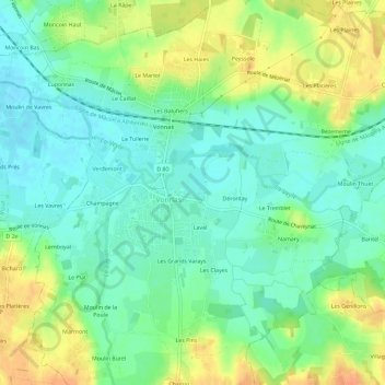 Les Jacques topographic map, elevation, terrain