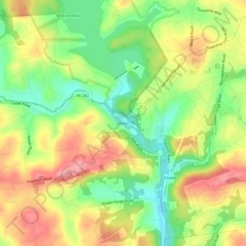 Dorlan topographic map, elevation, terrain