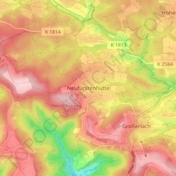 Neufürstenhütte topographic map, elevation, terrain