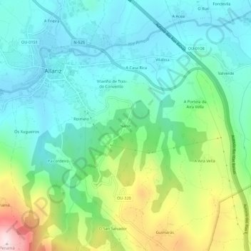 Nanín topographic map, elevation, terrain
