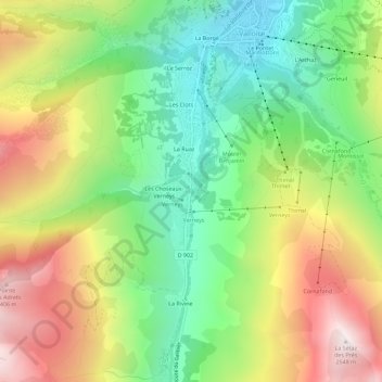 Les Verneys topographic map, elevation, terrain