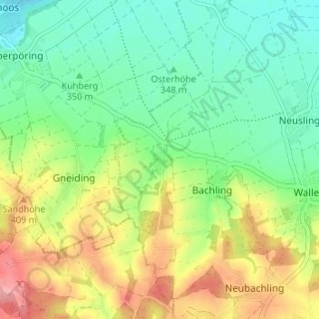 Herblfing topographic map, elevation, terrain