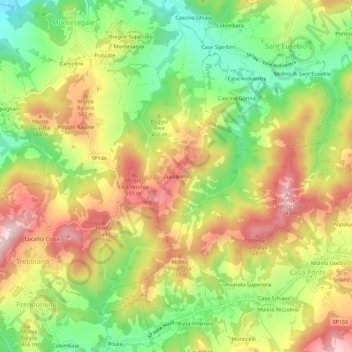 Zuccarello topographic map, elevation, terrain