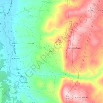 Poios topographic map, elevation, terrain