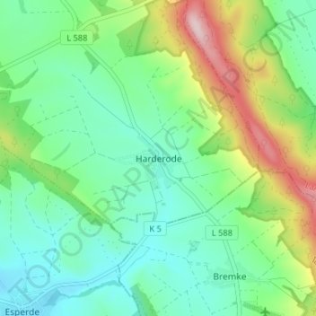 Harderode topographic map, elevation, terrain