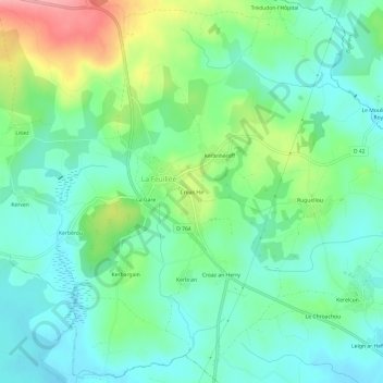 Croas Hir topographic map, elevation, terrain