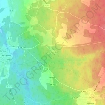 Arroutgey Sud topographic map, elevation, terrain