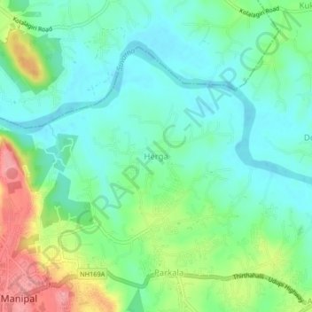Herga topographic map, elevation, terrain