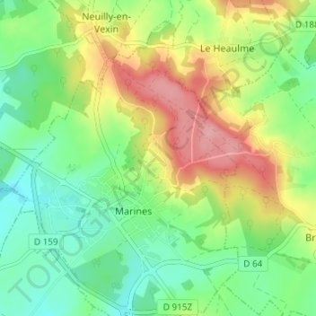 Les Hautiers topographic map, elevation, terrain