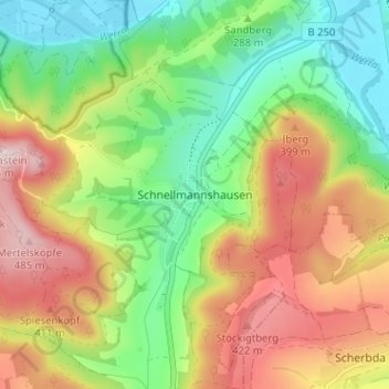 Schnellmannshausen topographic map, elevation, terrain