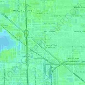 Hibiscus Mobile Homes topographic map, elevation, terrain