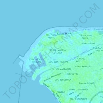 Colonia Revolucion topographic map, elevation, terrain