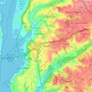 Oxon Hill topographic map, elevation, terrain