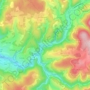 Leygat topographic map, elevation, terrain