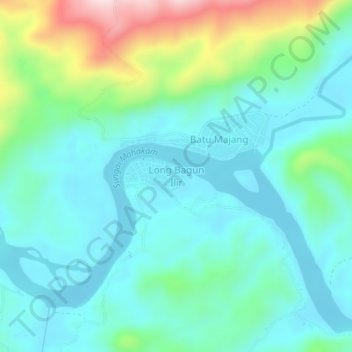 Long Bagun Ilir topographic map, elevation, terrain