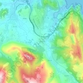 Santullán topographic map, elevation, terrain