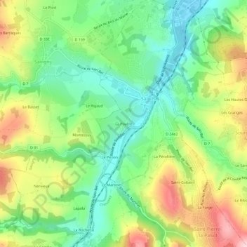 La Poyère topographic map, elevation, terrain