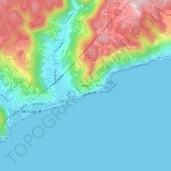 Monte topographic map, elevation, terrain