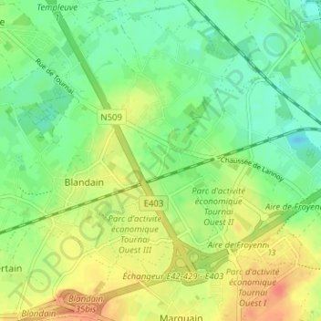 Honnevain topographic map, elevation, terrain