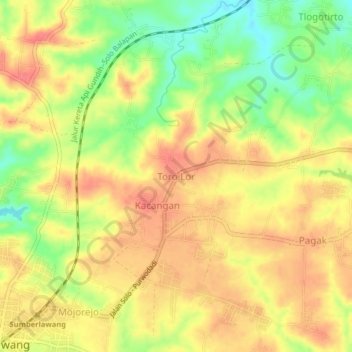 Toro Lor topographic map, elevation, terrain