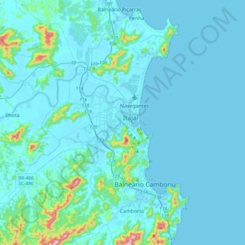 Itajaí topographic map, elevation, terrain
