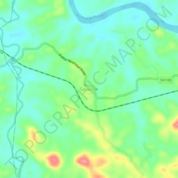 Savanur topographic map, elevation, terrain