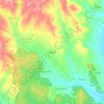 Camarões topographic map, elevation, terrain