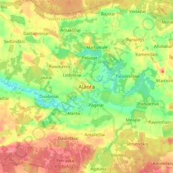 Alanta topographic map, elevation, terrain