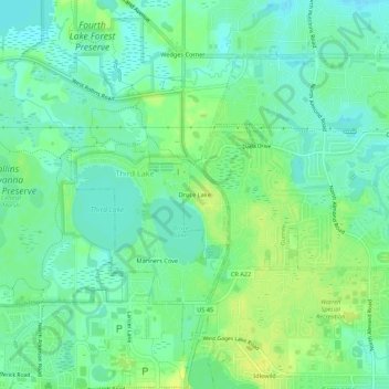 Druce Lake topographic map, elevation, terrain