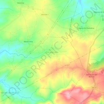 Carragozela topographic map, elevation, terrain