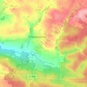 La Renardière topographic map, elevation, terrain