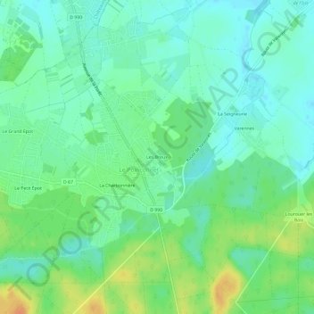 Les Breux topographic map, elevation, terrain