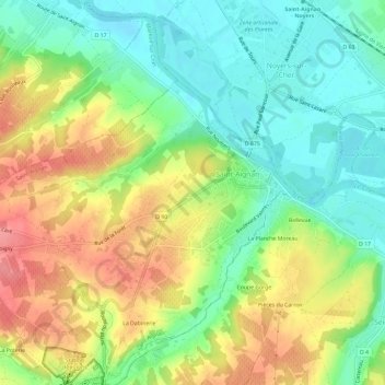 Route du Blanc topographic map, elevation, terrain
