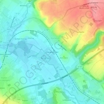 Champmarchand topographic map, elevation, terrain