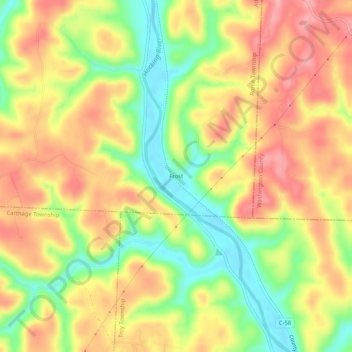 Frost topographic map, elevation, terrain