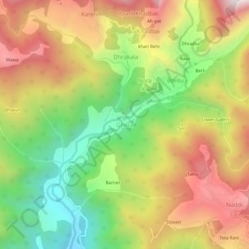 Ghera topographic map, elevation, terrain