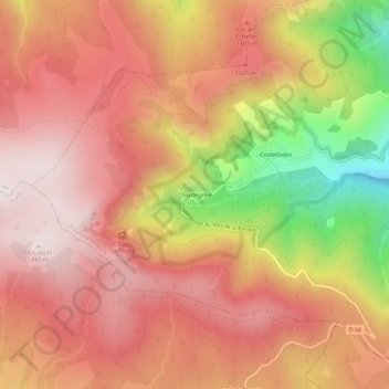 Chantegrive topographic map, elevation, terrain