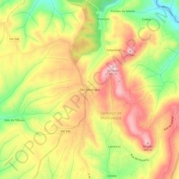 São Domingos topographic map, elevation, terrain