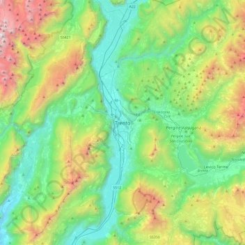Trento topographic map, elevation, terrain