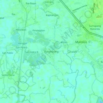 Paombong topographic map, elevation, terrain