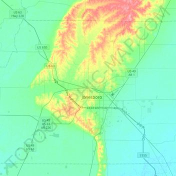 Jonesboro topographic map, elevation, terrain